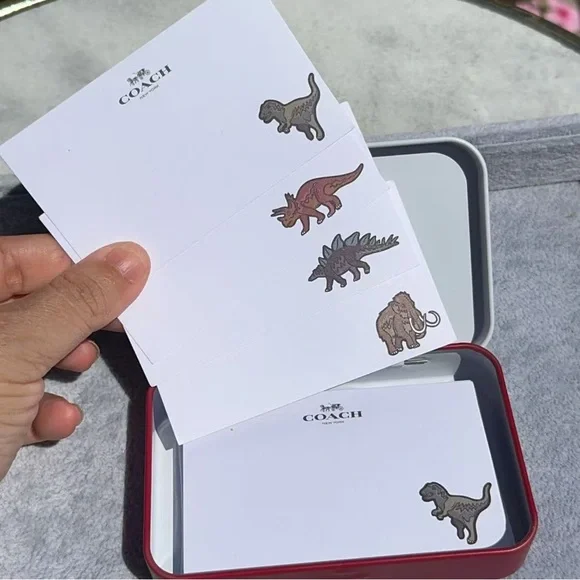 New Coach Dinosaur Tin Box Notepad Set with Stickers & Pen